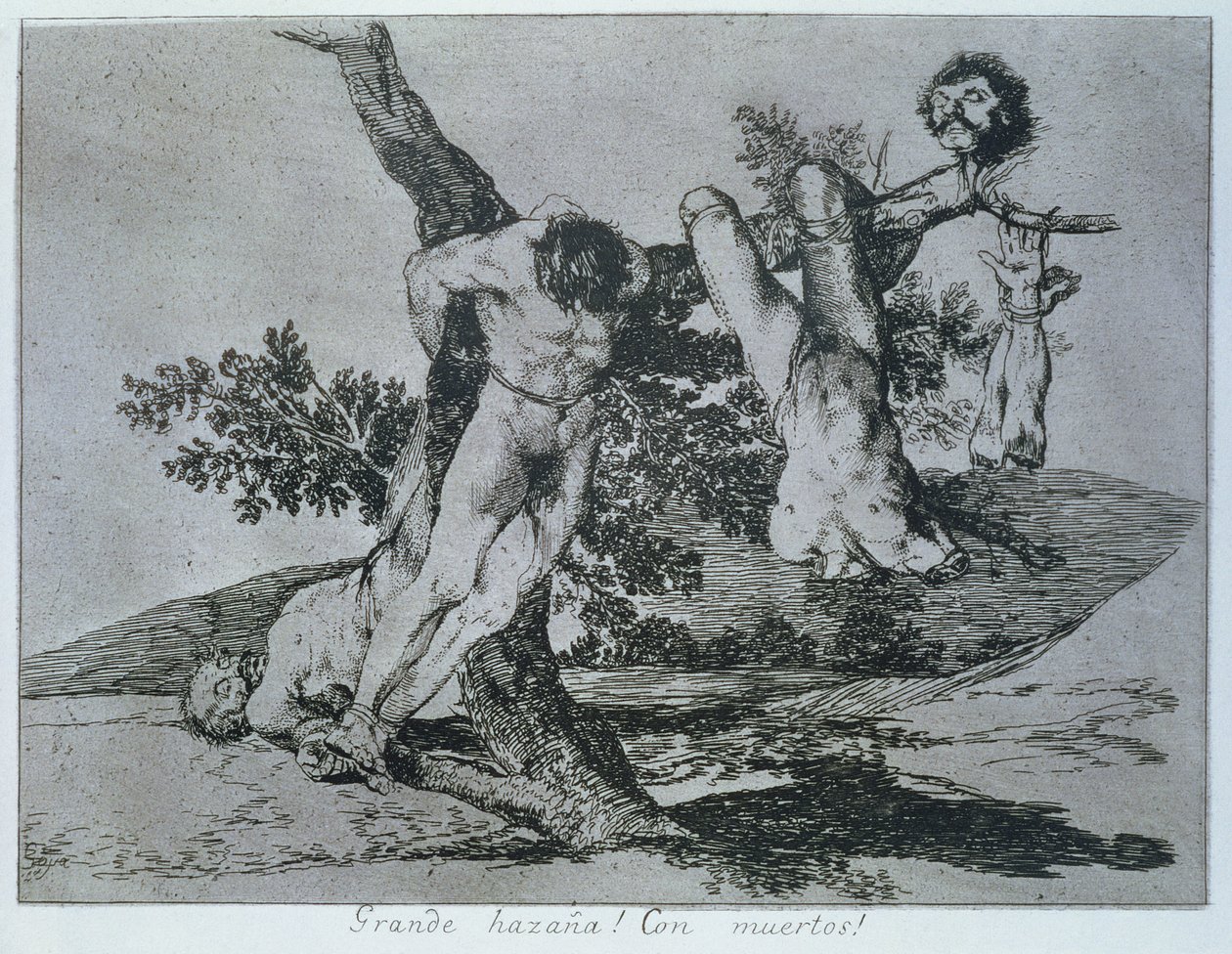 En heroisk bedrift! With dead men!, skylt 39 av "The Disasters of War" av Francisco Jose de Goya y Lucientes
