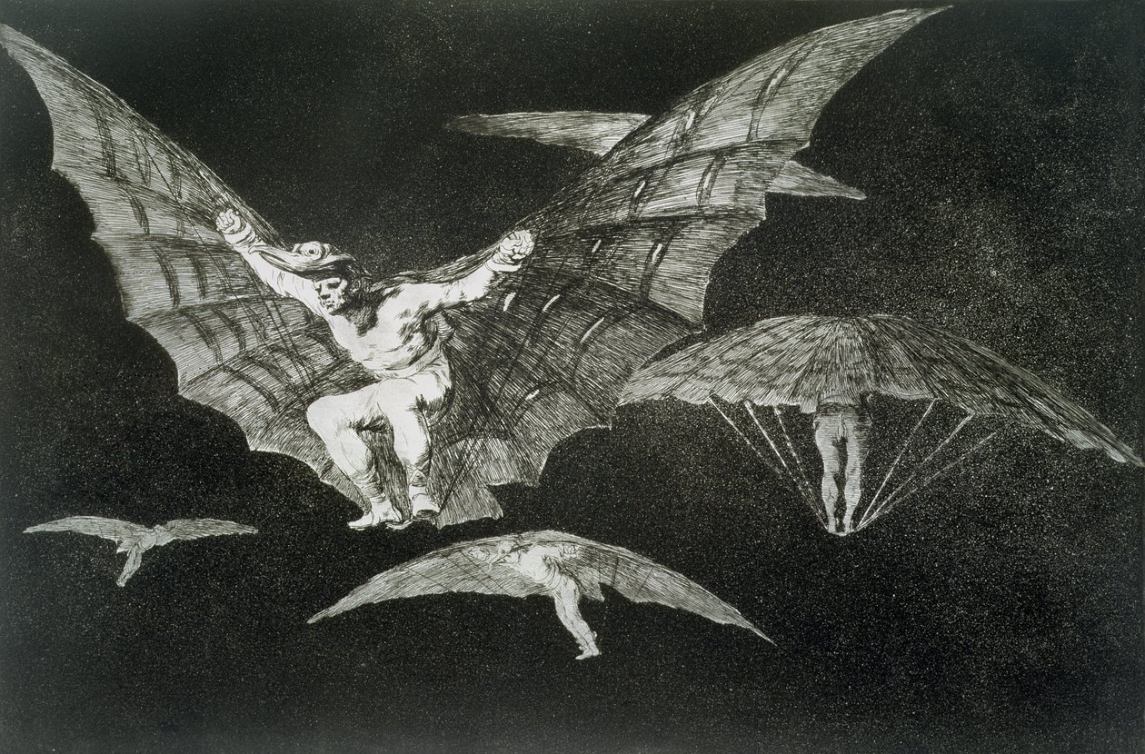 Ett sätt att flyga, skylt 13 av "Ordspråk" av Francisco Jose de Goya y Lucientes