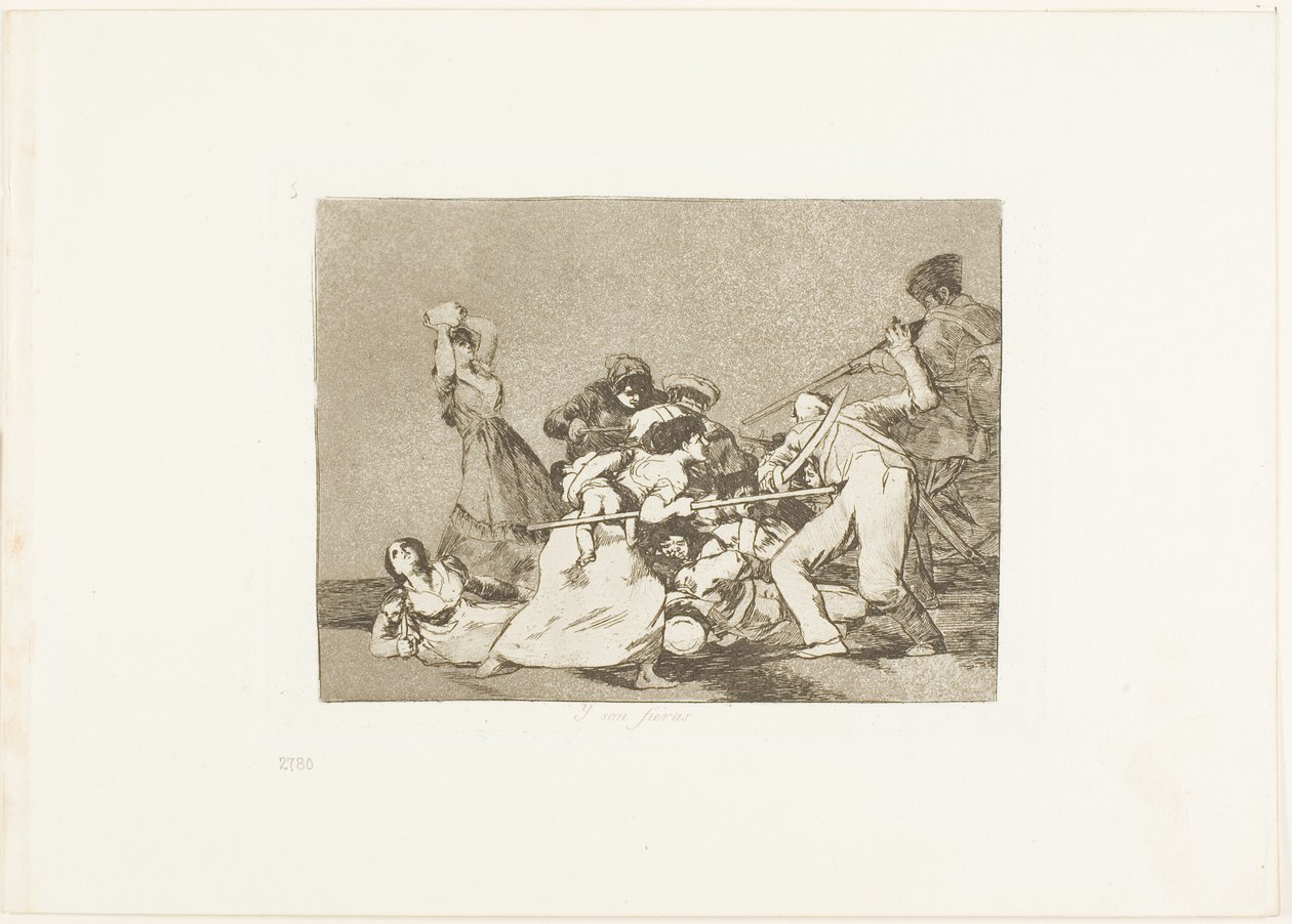 Och de är som vilda vidunder, tallrik fem från The Disasters of War av Francisco Jose de Goya y Lucientes
