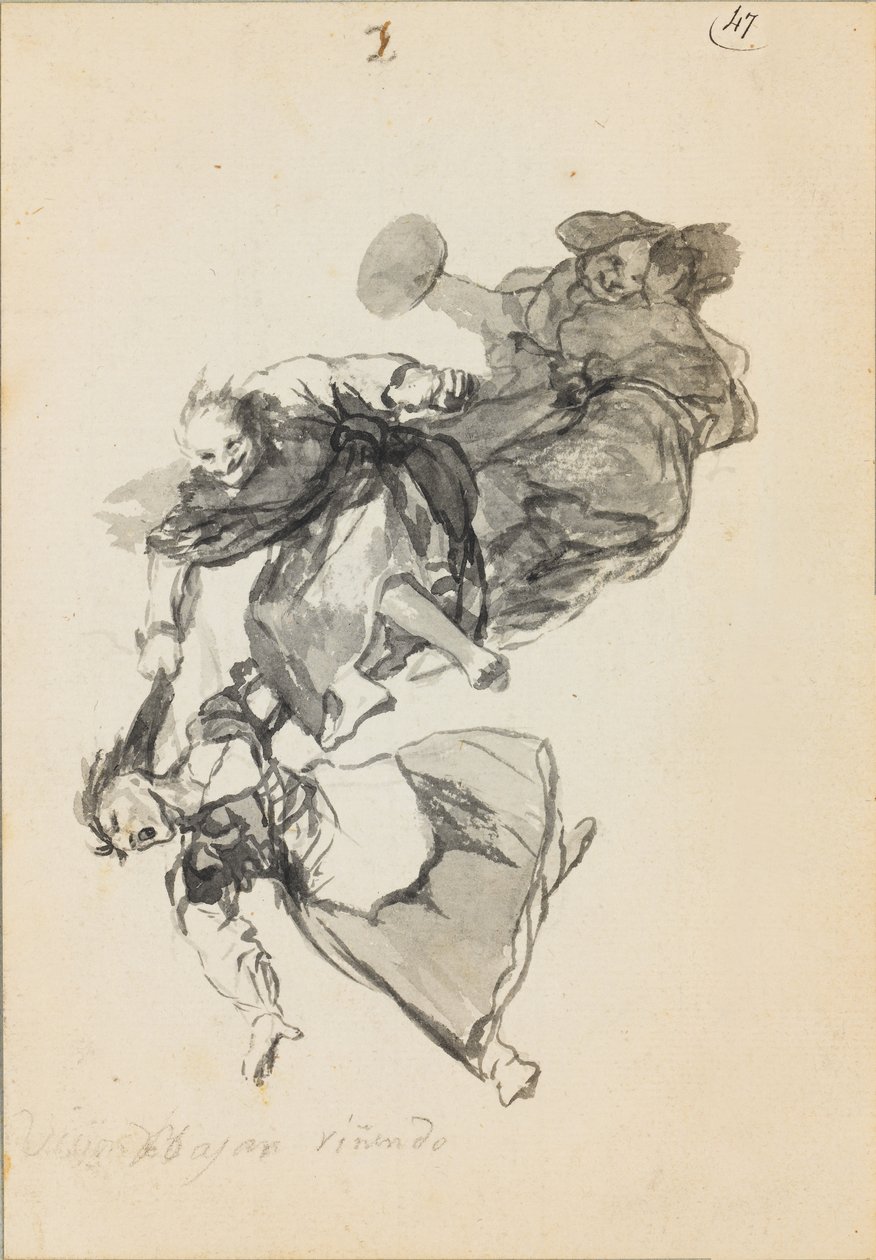 De går ner och skrattar av Francisco de Goya