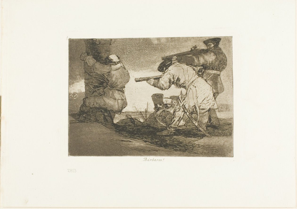 Barbarians!, skylt 38 från The Disasters of War av Francisco Jose de Goya y Lucientes