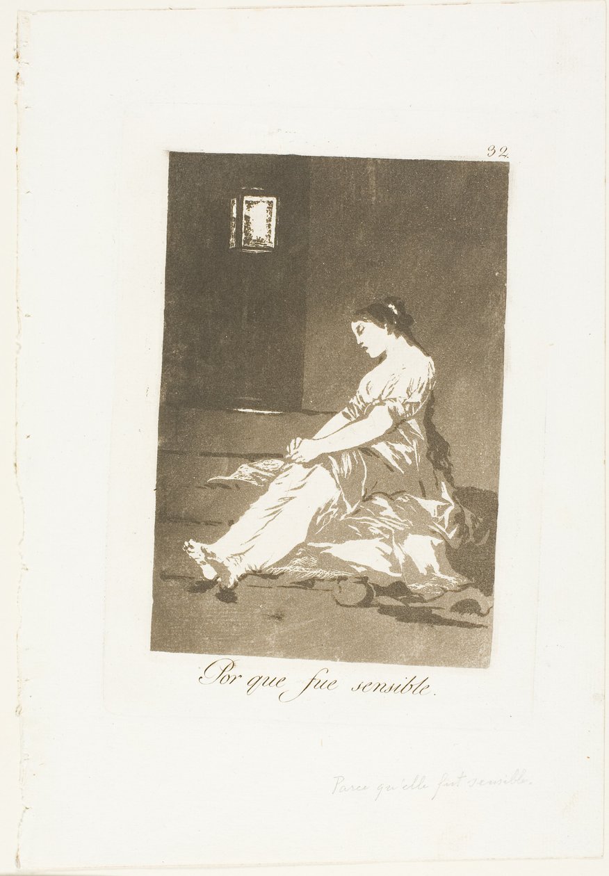 Eftersom hon var mottaglig, tallrik 32 från Los Caprichos av Francisco Jose de Goya y Lucientes