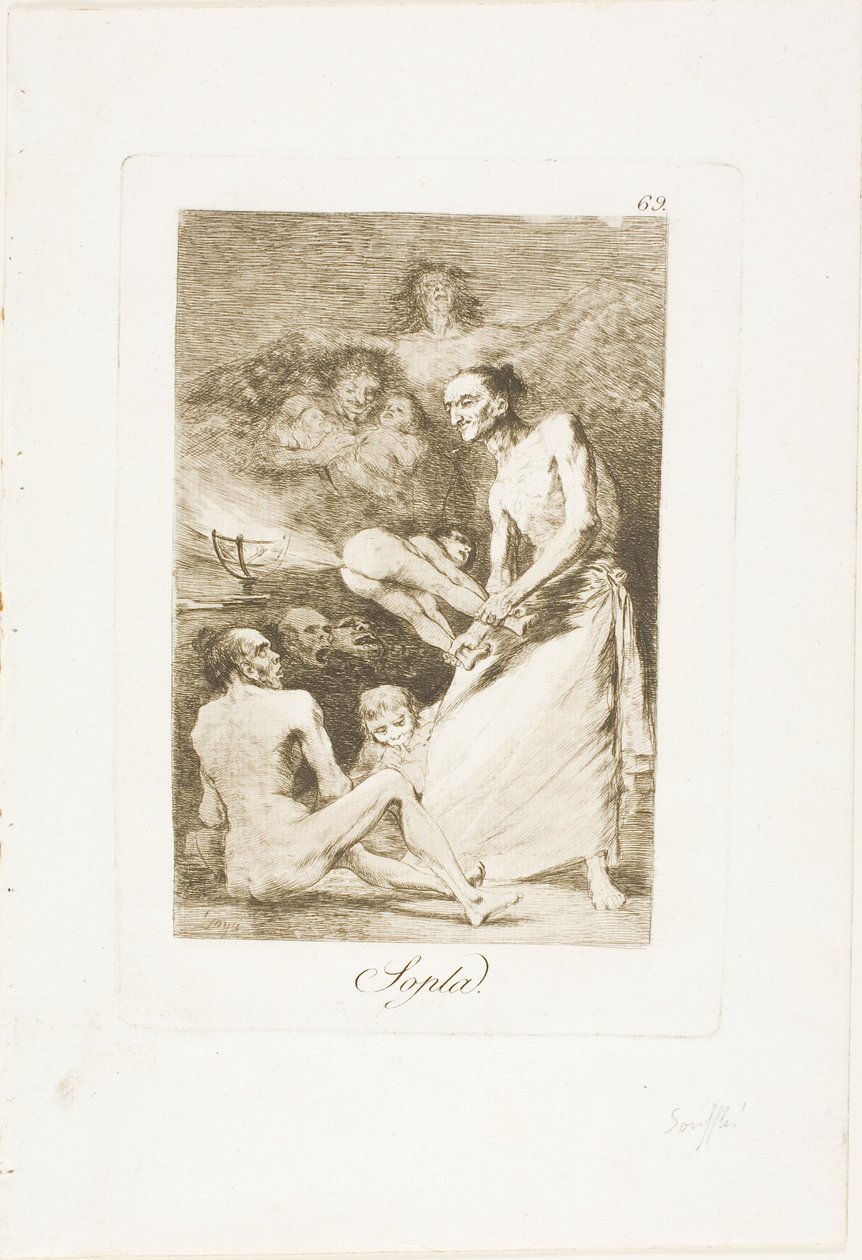 Blås, tallrik 69 från Los Caprichos av Francisco Jose de Goya y Lucientes