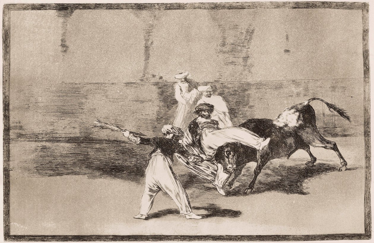 Tjurfäktning: En mor får ett hornslag på arenan av Francisco de Goya