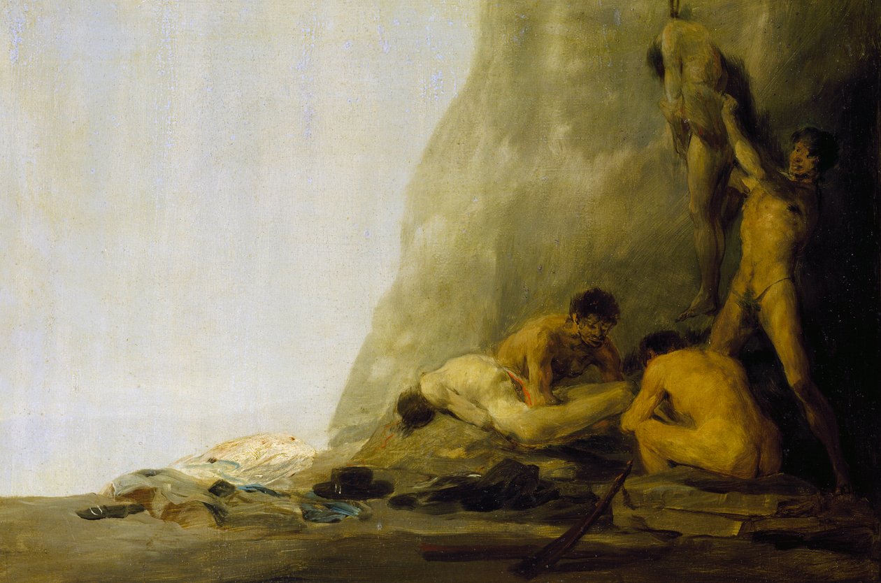 Kannibaler förbereder sina offer, eller Jean de Brebeufs och Gabriel Lallemants kroppar flådda av irokeserna 1649, ca 1800-08 (olja på pannå) av Francisco Jose de Goya y Lucientes