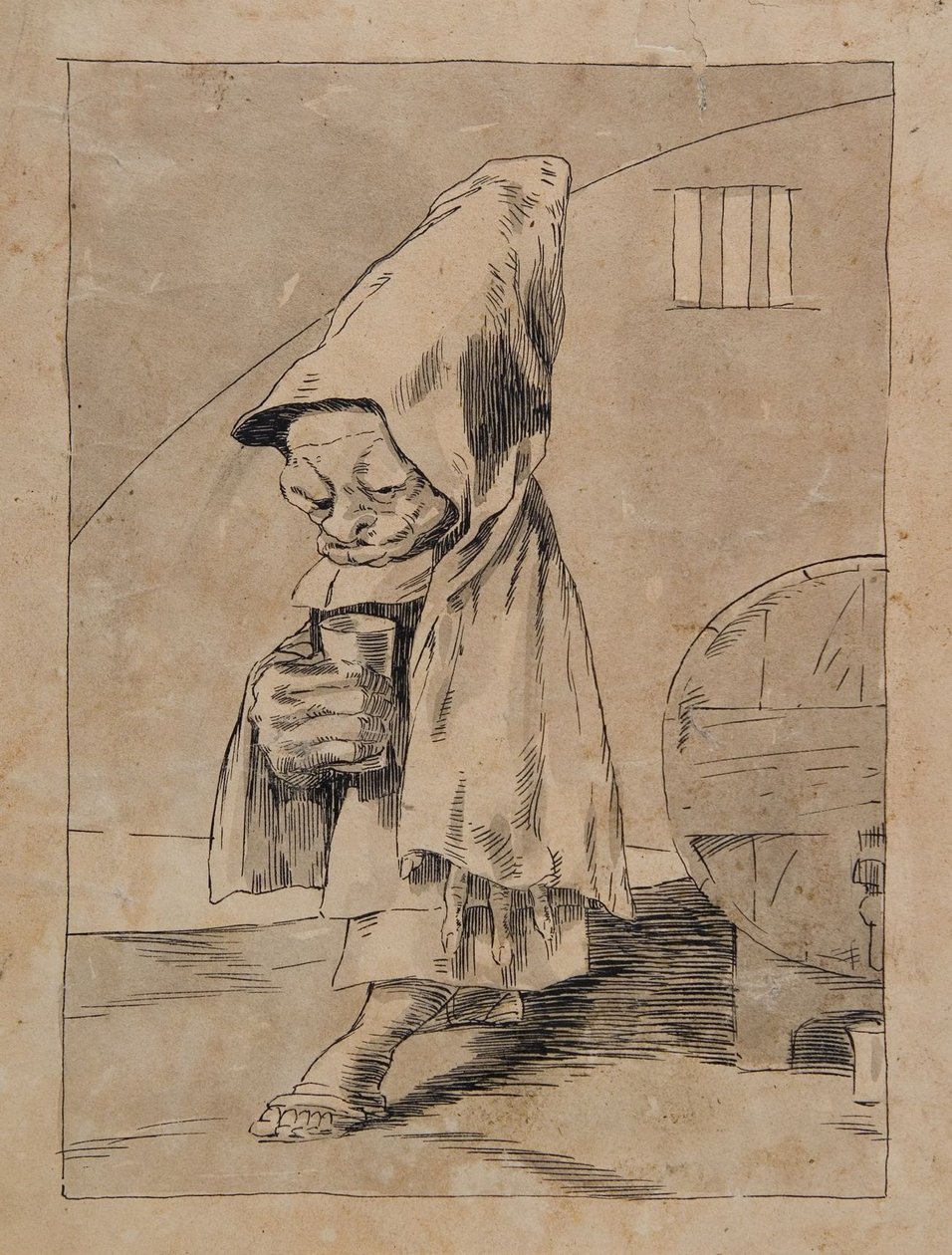 Karikatyr av en munk av Francisco Jose de Goya y Lucientes