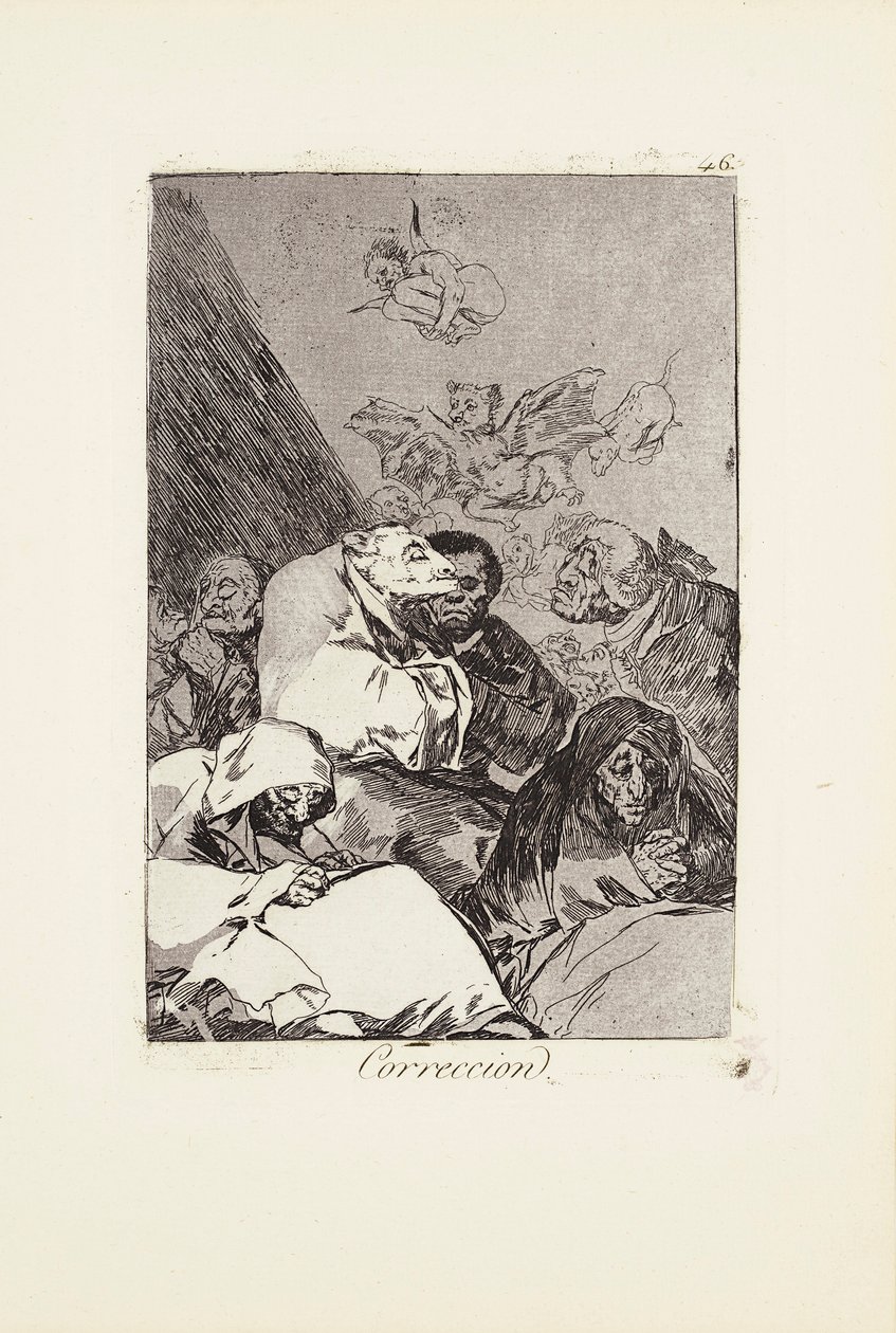 Rättelseskylt 46 från: Los Caprichos av Francisco Jose de Goya y Lucientes