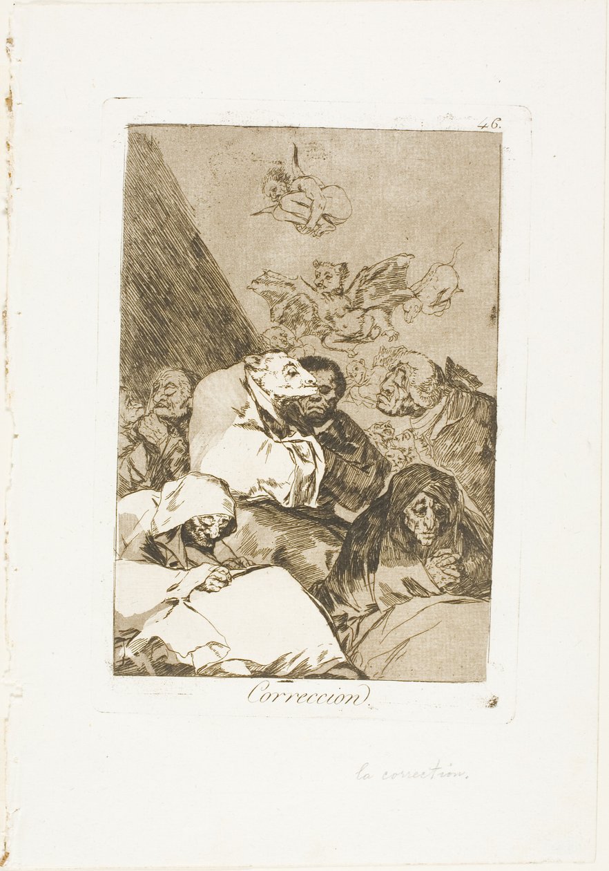 Rättelse, skylt 46 från Los Caprichos av Francisco Jose de Goya y Lucientes