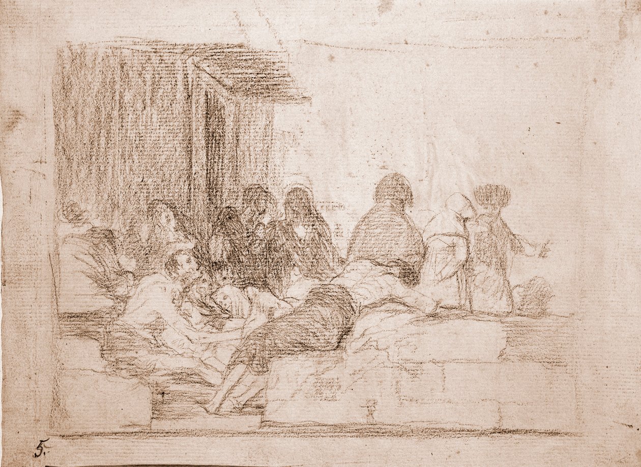 Krigets Destres: Vaines-klagomål (förberedande ritning av Francisco de Goya