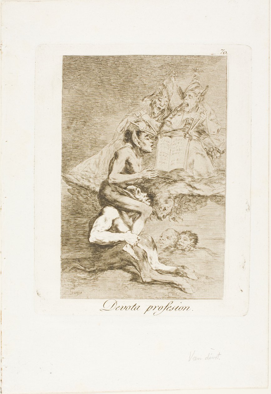 Troende yrke, tallrik 70 från Los Caprichos av Francisco Jose de Goya y Lucientes