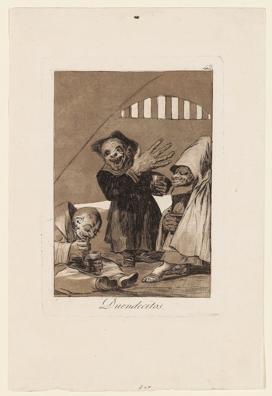 Duendecitos, tallrik från "Los Caprichos", 1799 av Francisco de Goya