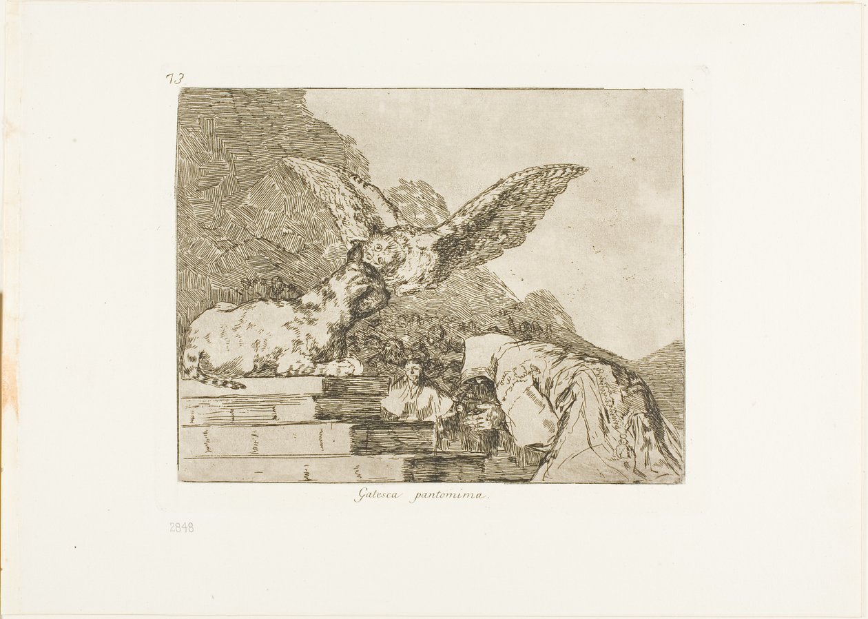 Feline pantomime, tallrik 73 från The Disasters of War av Francisco Jose de Goya y Lucientes