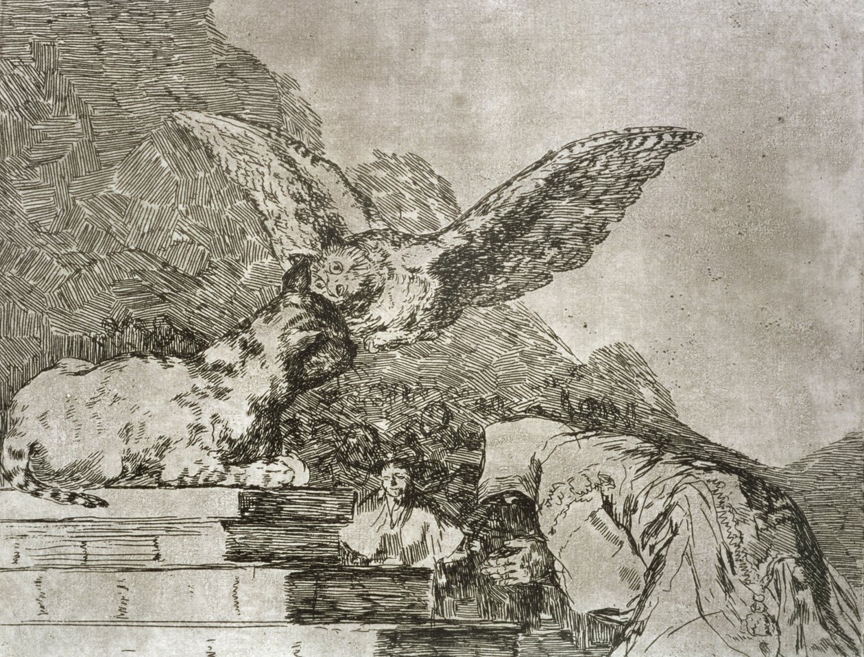 Feline pantomime, skylt 73 av "The Disasters of War" av Francisco Jose de Goya y Lucientes