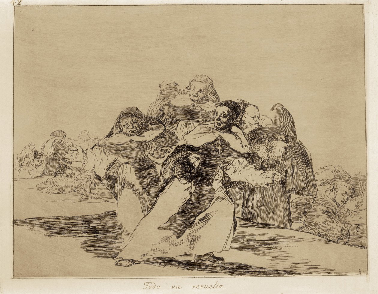 GOYA Y LUCIENTES, Francisco de (1746-1828). Allt är häftigt. 1810-1820. (17,6 x 22,2 cm). Platta 42 av "Krigets katastrofer". Etsning. SPANIEN. MADRID (AUTONOMA GEMENSKAPEN). Madrid. Pradomuseet av Francisco Jose de Goya y Lucientes