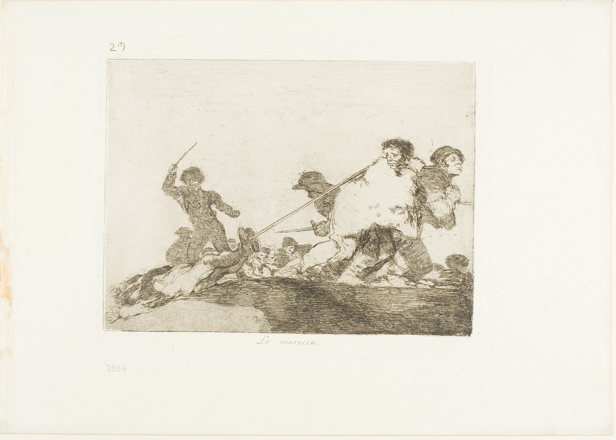 Han förtjänade det, skylt 29 från The Disasters of War av Francisco Jose de Goya y Lucientes