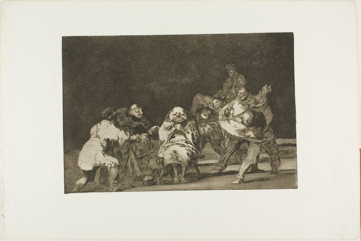 Den som inte gillar dig kommer att förtala dig på skämt, skylt 17 från Los Proverbios av Francisco Jose de Goya y Lucientes
