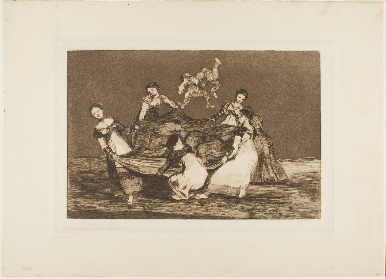 Tyngre än en död åsna, tallrik 1 från Los Proverbios av Francisco Jose de Goya y Lucientes