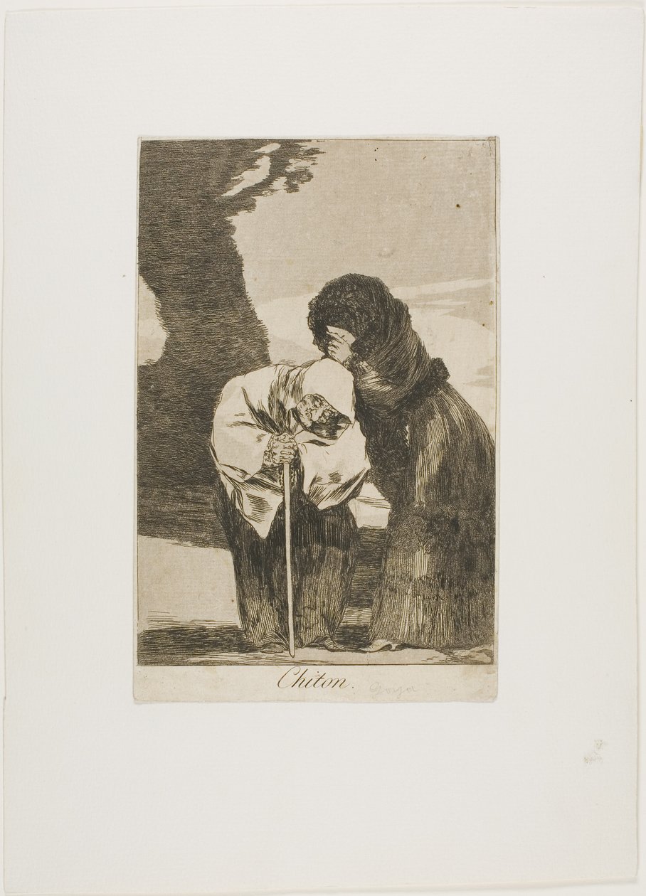 Hush, tallrik 28 från Los Caprichos av Francisco Jose de Goya y Lucientes