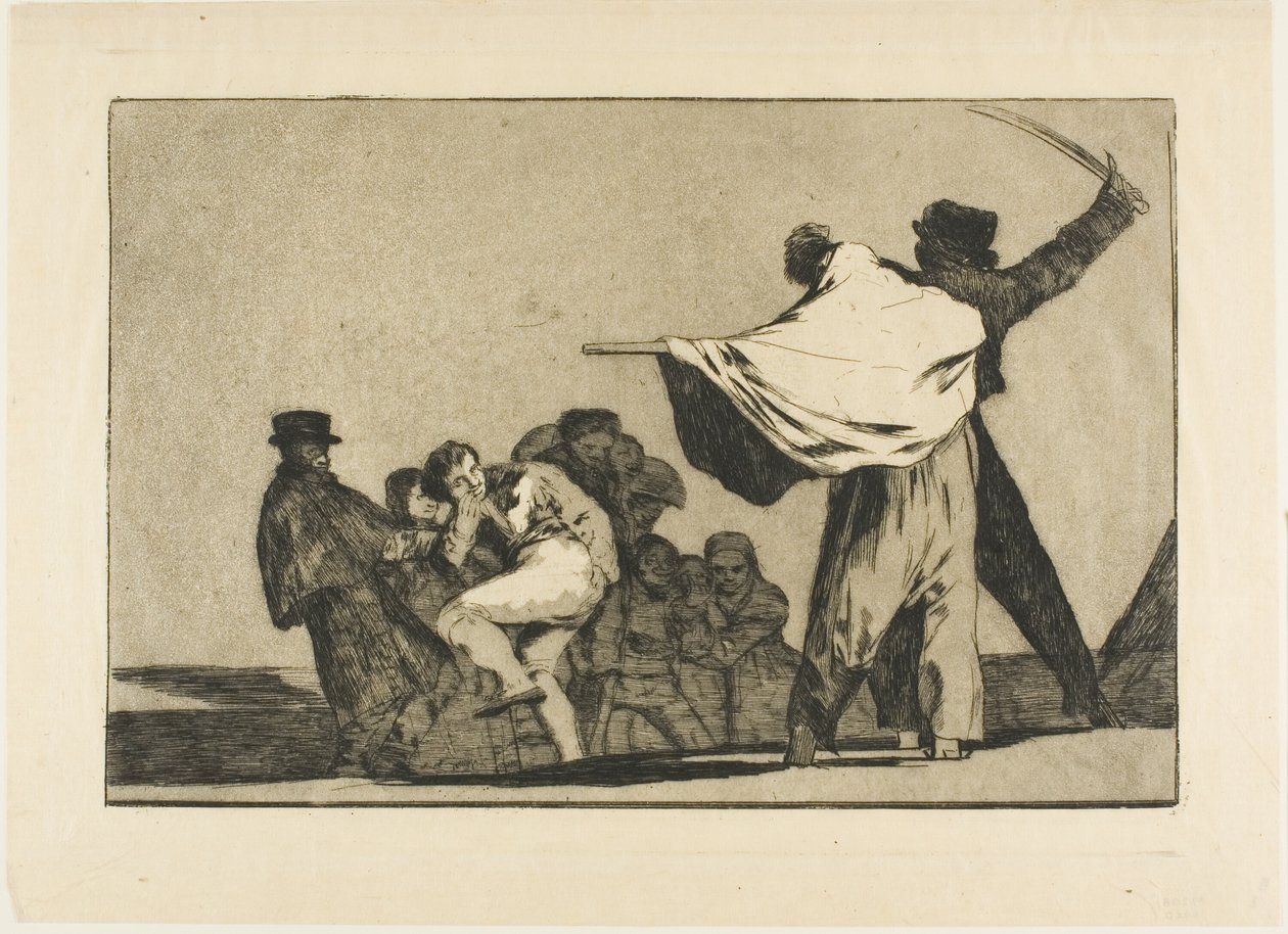 Om två till en, fyll i röv med halm, från Los Proverbios av Francisco Jose de Goya y Lucientes