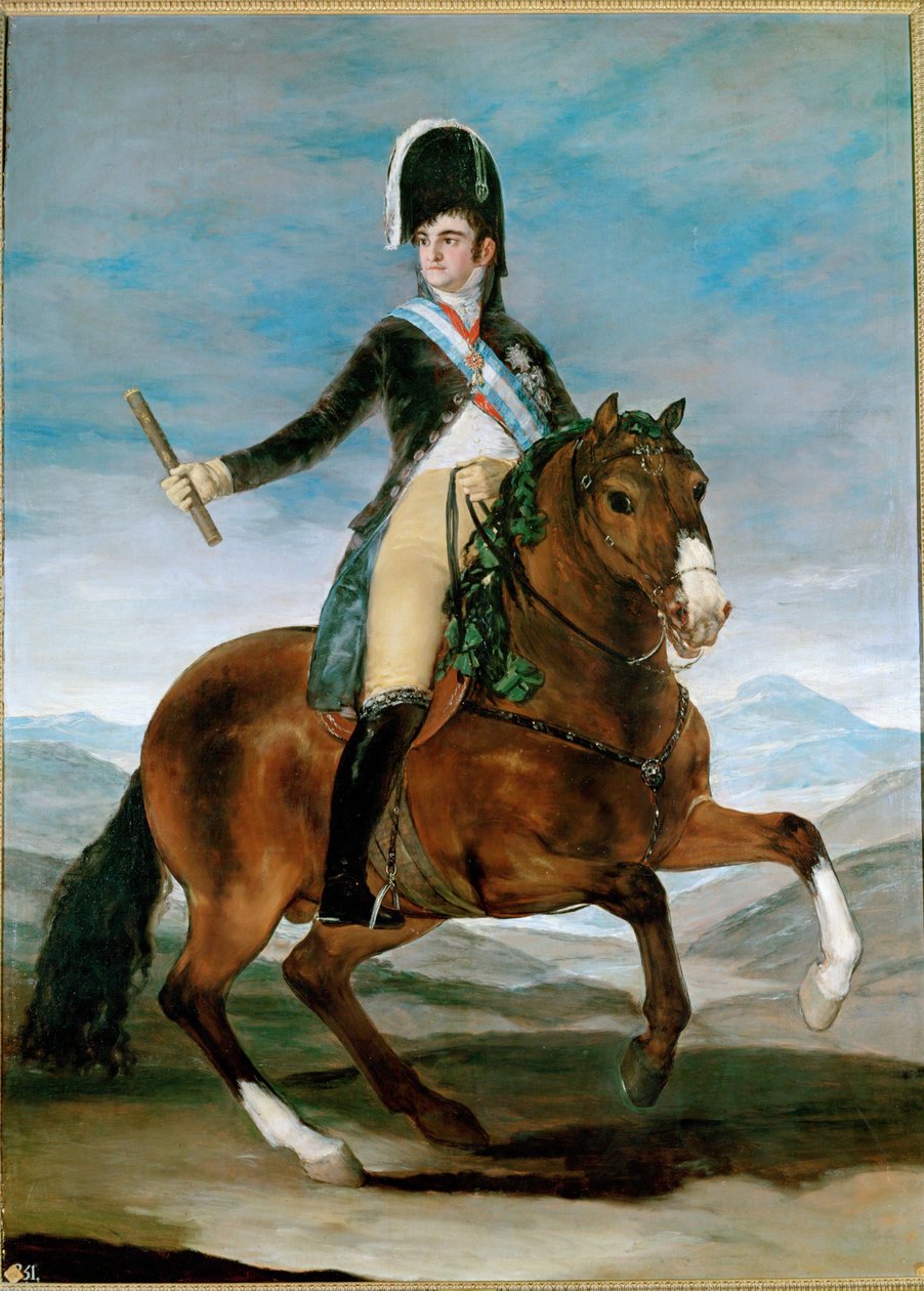 Kung Ferdinand VII, ryttarporträtt ... (målning på duk) av Francisco Jose de Goya y Lucientes