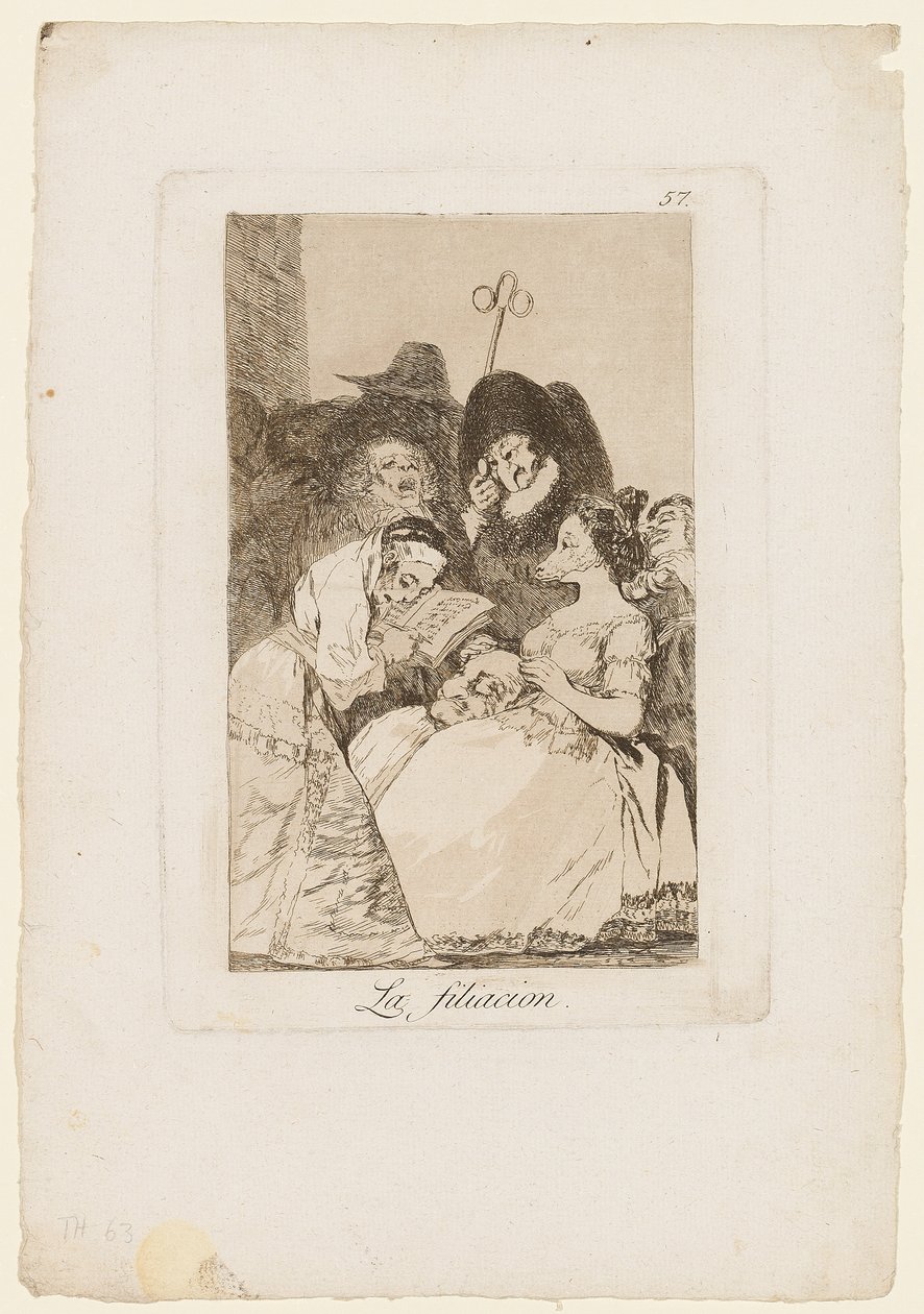 La Filiacion, tallrik från "Los Caprichos", 1799 av Francisco de Goya