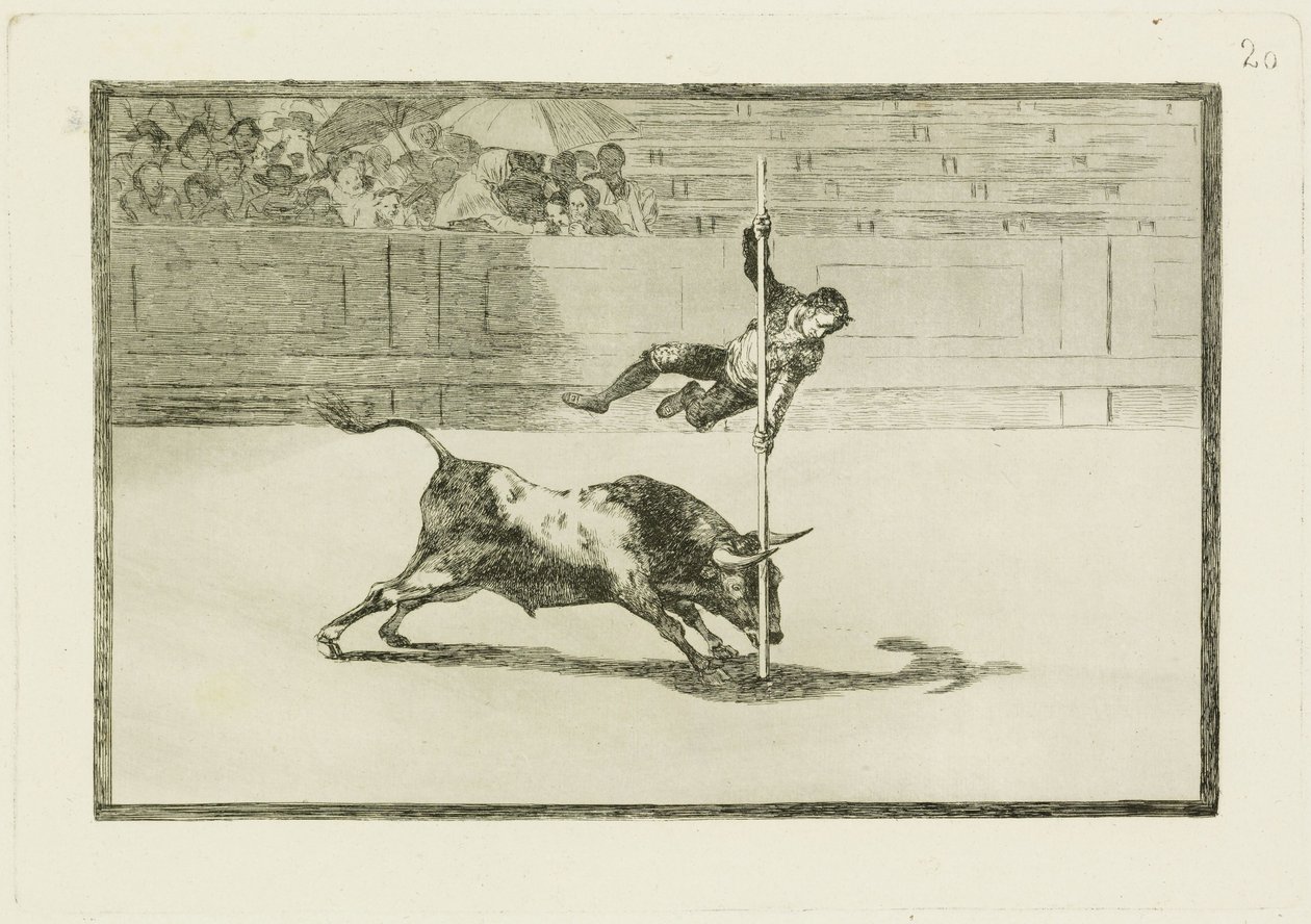 Juanito Apianis smidighet och våghalsighet i arenan i Madrid / Juanito Apianis smidighet och våghalsighet i arenan i Madrid (Tauromaquia 20) av Francisco Jose de Goya y Lucientes