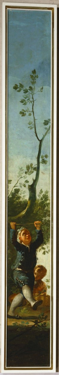 Liten pojke och ett träd ... (målning på duk) av Francisco Jose de Goya y Lucientes