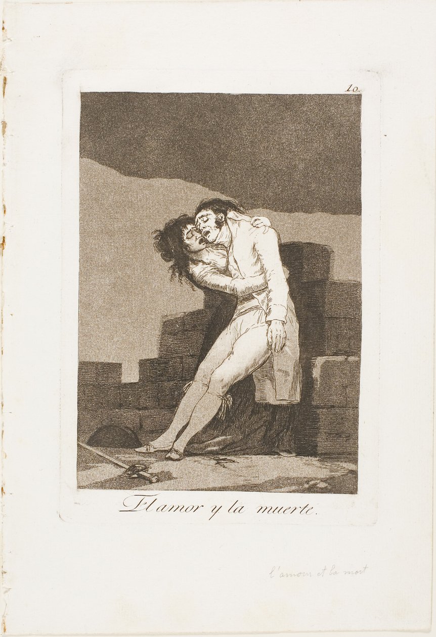 Love and Death, tallrik tio från Los Caprichos av Francisco Jose de Goya y Lucientes