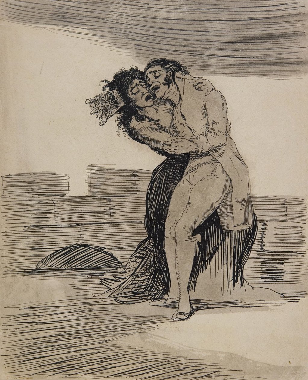 Man och kvinna som omfamnar varandra av Francisco Jose de Goya y Lucientes