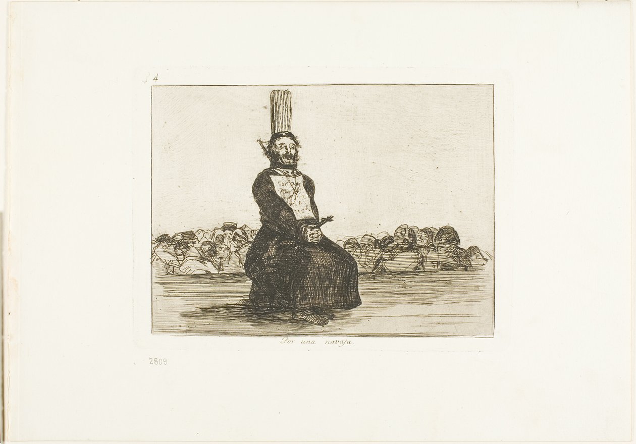 På grund av en kniv, skylt 34 från The Disasters of War av Francisco Jose de Goya y Lucientes