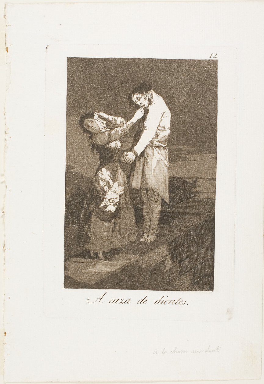 Ut på jakt efter tänder, tallrik tolv från Los Caprichos av Francisco Jose de Goya y Lucientes