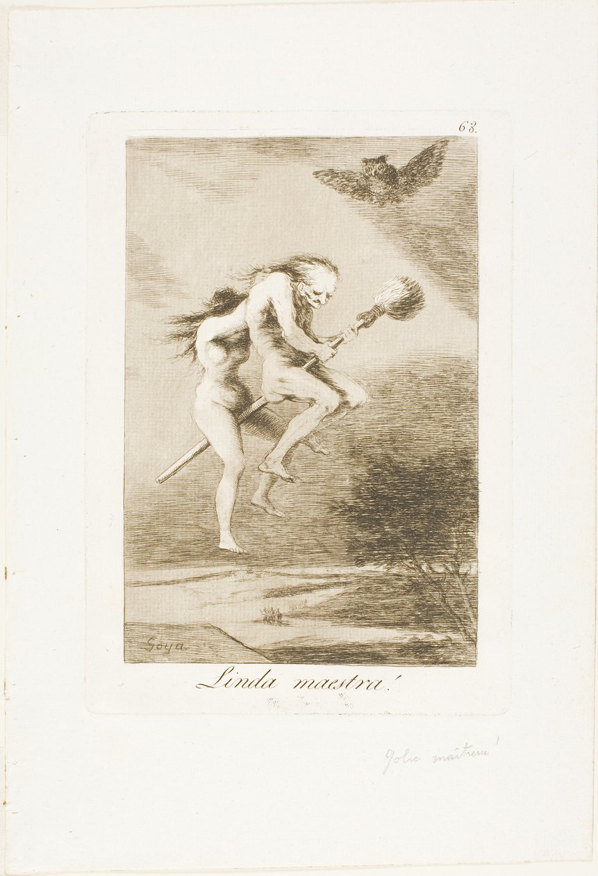 Pretty Teacher!, tallrik 68 från Los Caprichos av Francisco Jose de Goya y Lucientes