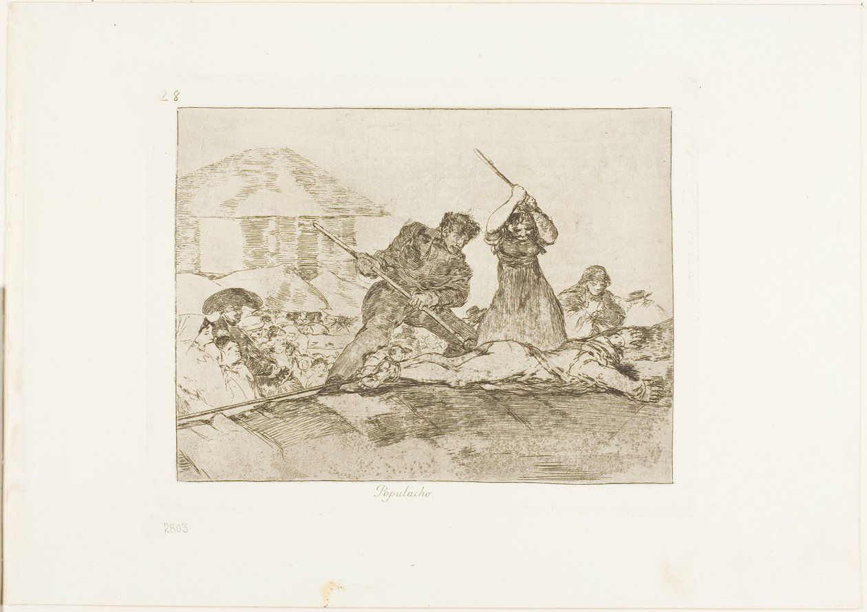 Rabble, skylt 28 från The Disasters of War av Francisco Jose de Goya y Lucientes