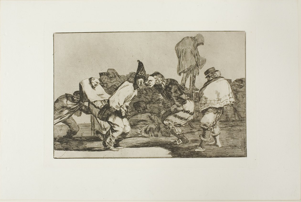Gläd dig, Carnival, for Tomorrow You will Be Ashes, tallrik 14 från Los Proverbios av Francisco Jose de Goya y Lucientes