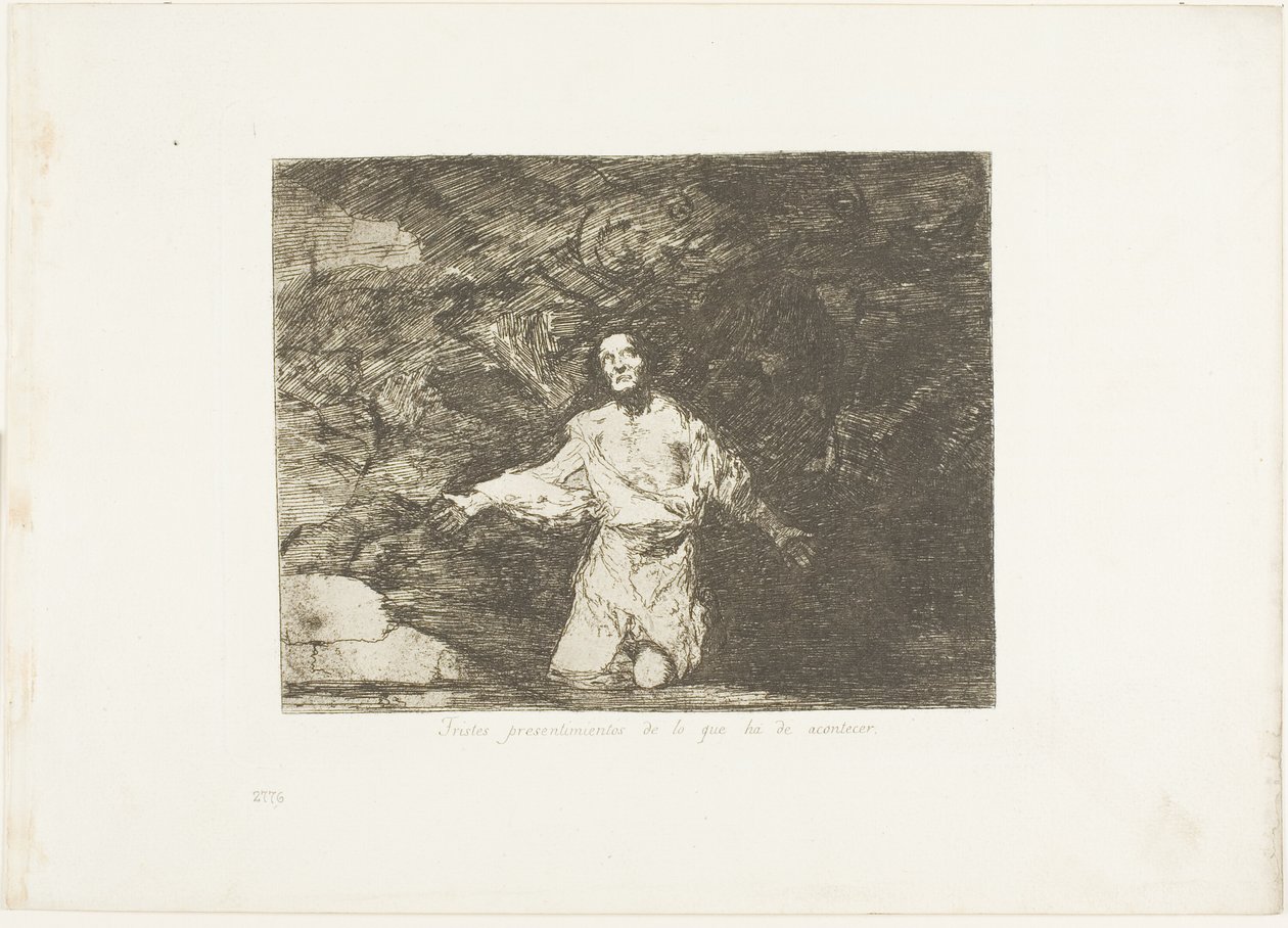 Sad Forebodings of What is Going to Happen, tavla ett från The Disasters of War av Francisco Jose de Goya y Lucientes