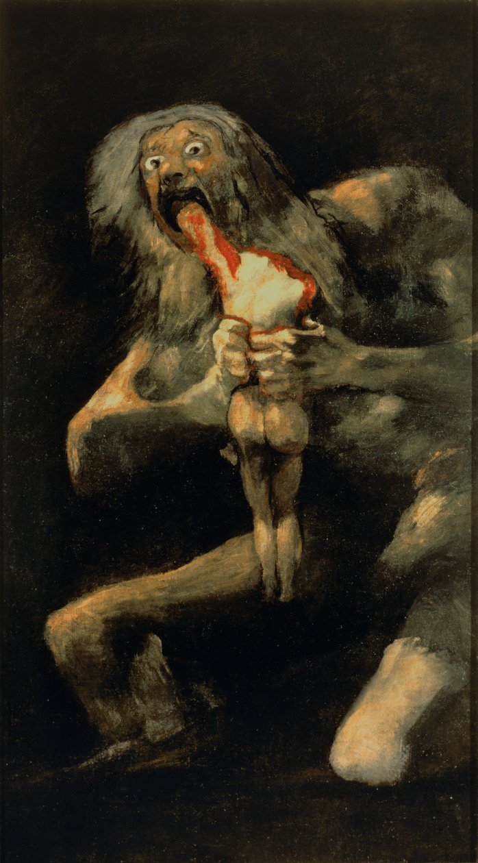 Saturnus slukar en av sina söner av Francisco de Goya