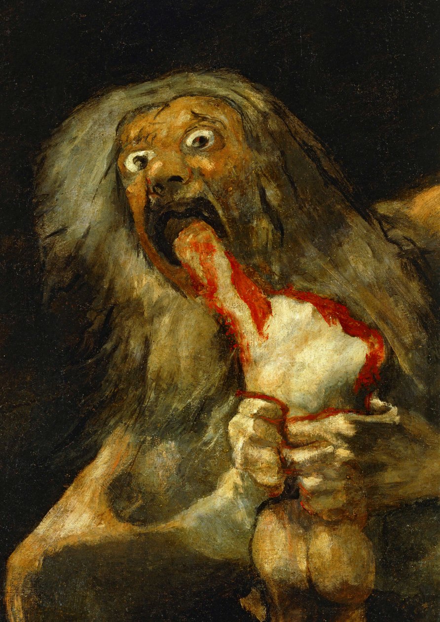 Saturnus slukar en av sina söner ... (olja på duk) av Francisco Jose de Goya y Lucientes