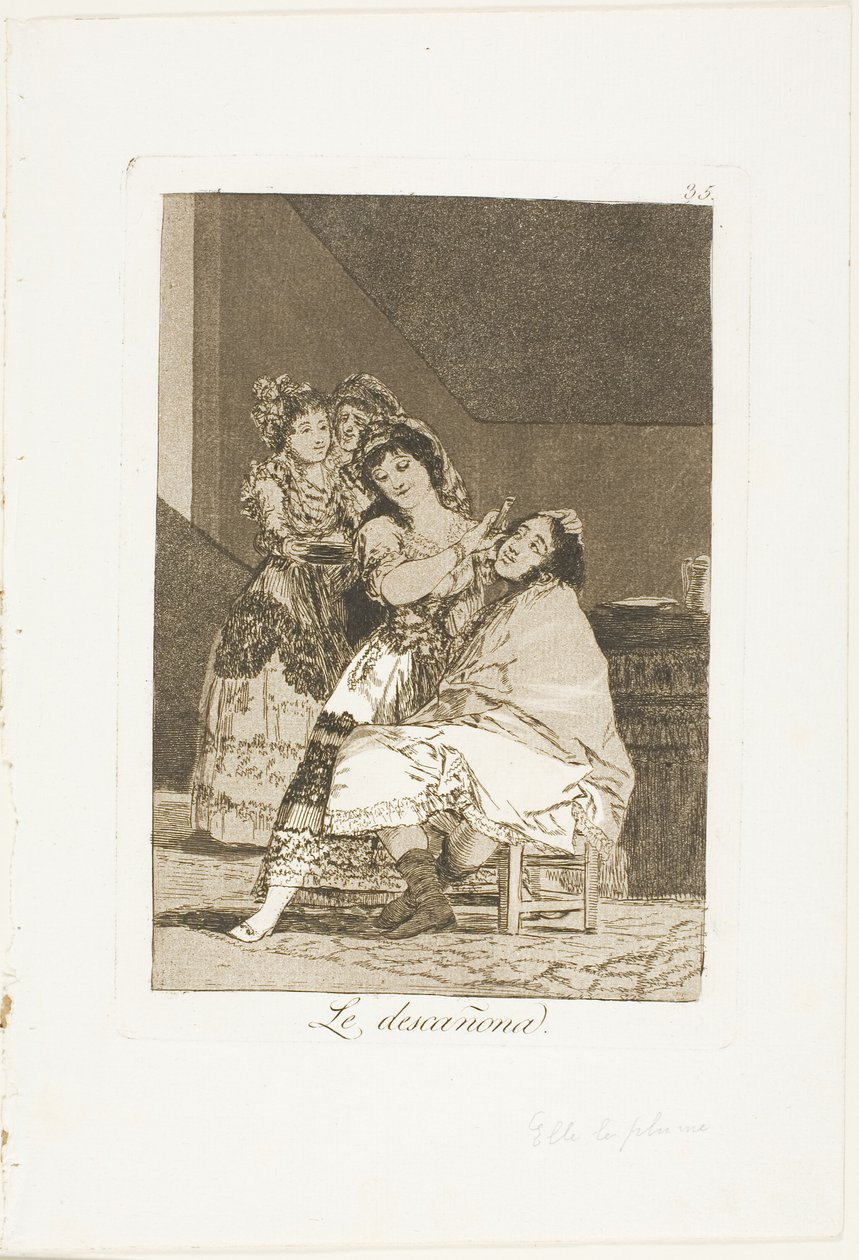 Hon fläckar honom, tallrik 35 från Los Caprichos av Francisco Jose de Goya y Lucientes