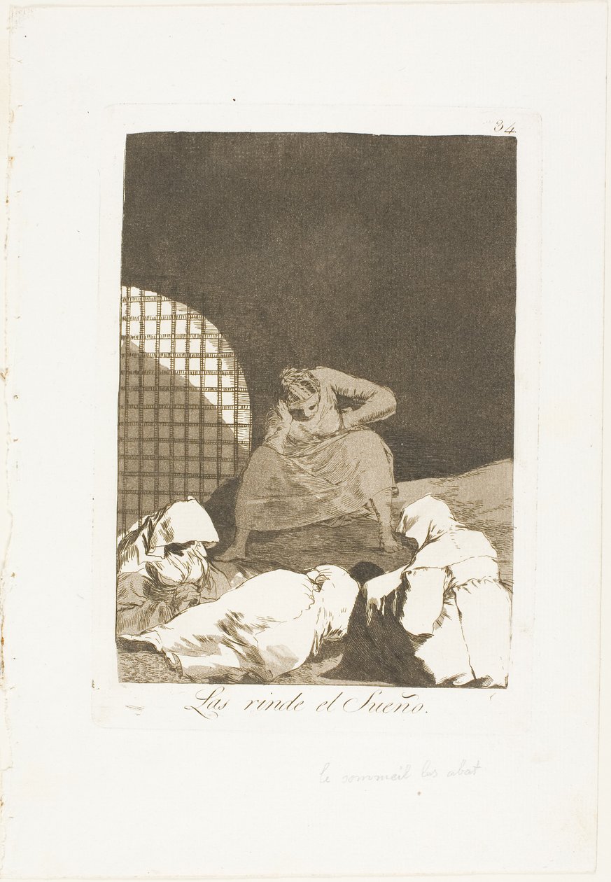 Sleep Overcomes Them, tallrik 34 från Los Caprichos av Francisco Jose de Goya y Lucientes