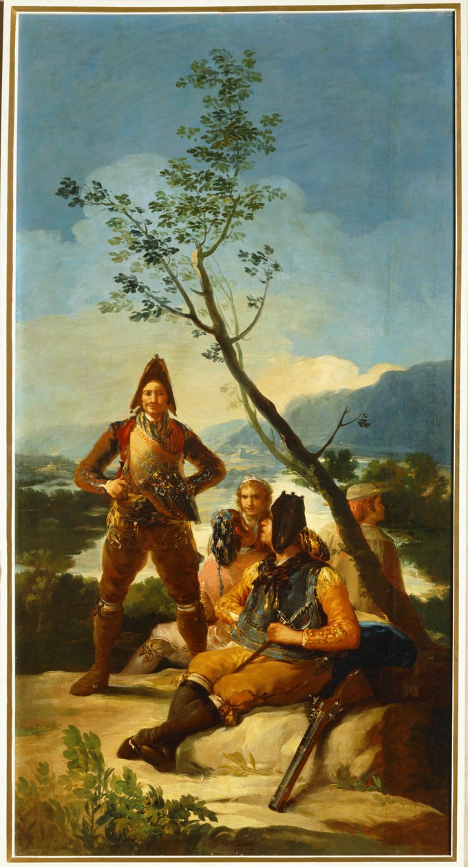 Soldater vaktar vägar som används för tobakshandel ... (målning på duk) av Francisco Jose de Goya y Lucientes