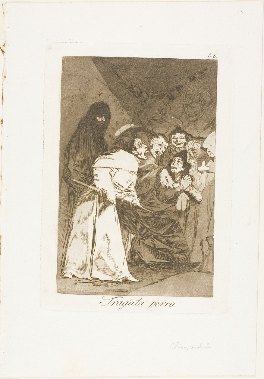 Svälj den, hund, tallrik 58 från Los Caprichos av Francisco Jose de Goya y Lucientes