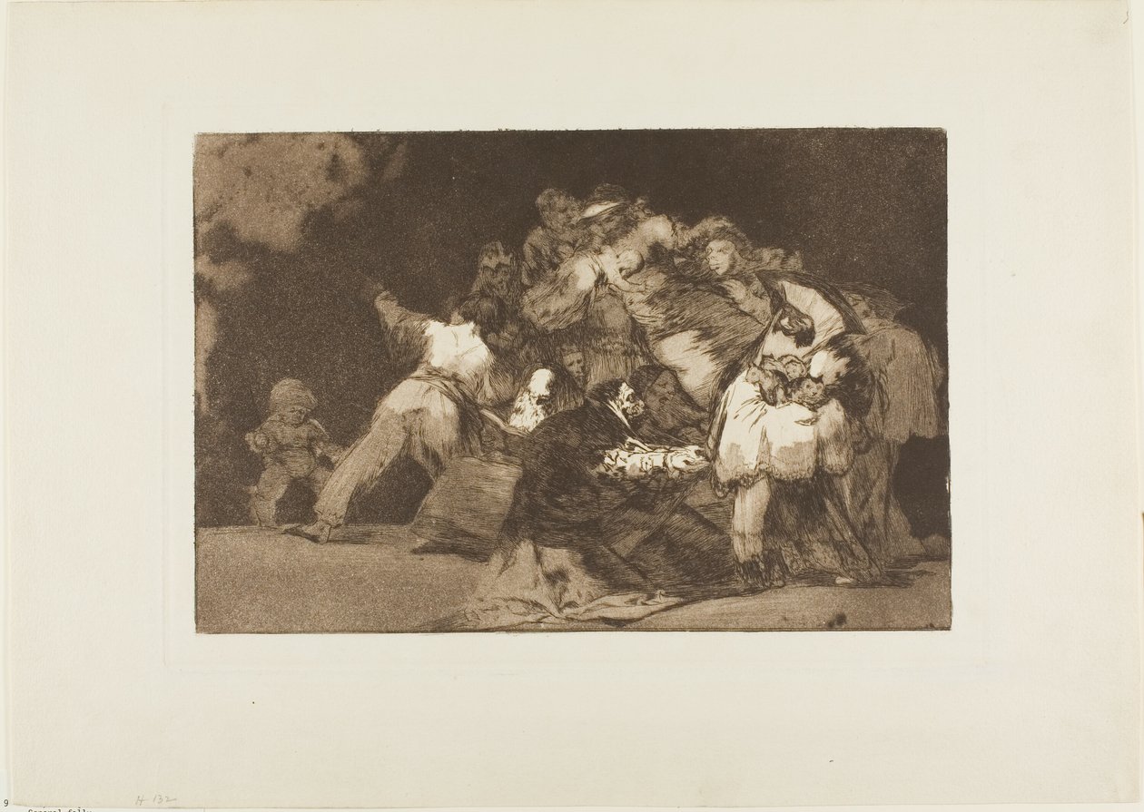 En katts klor och en hängiven persons klänning - på samma sätt som lasten ofta är klädd i dygdens dräkt, plansch nio ur Los Proverbios av Francisco Jose de Goya y Lucientes