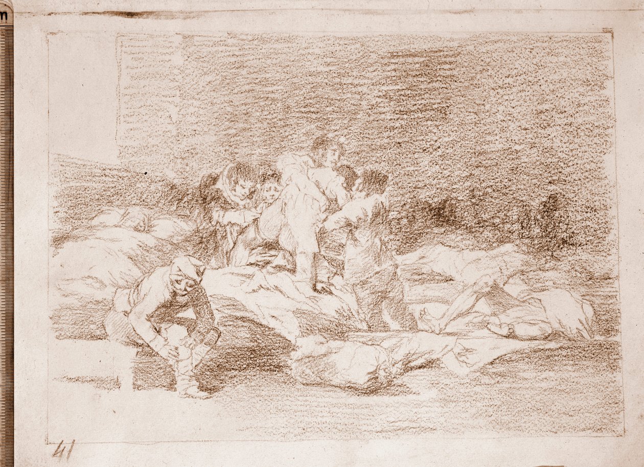 The Disasters of War: Och de också (förberedande ritning av Francisco de Goya