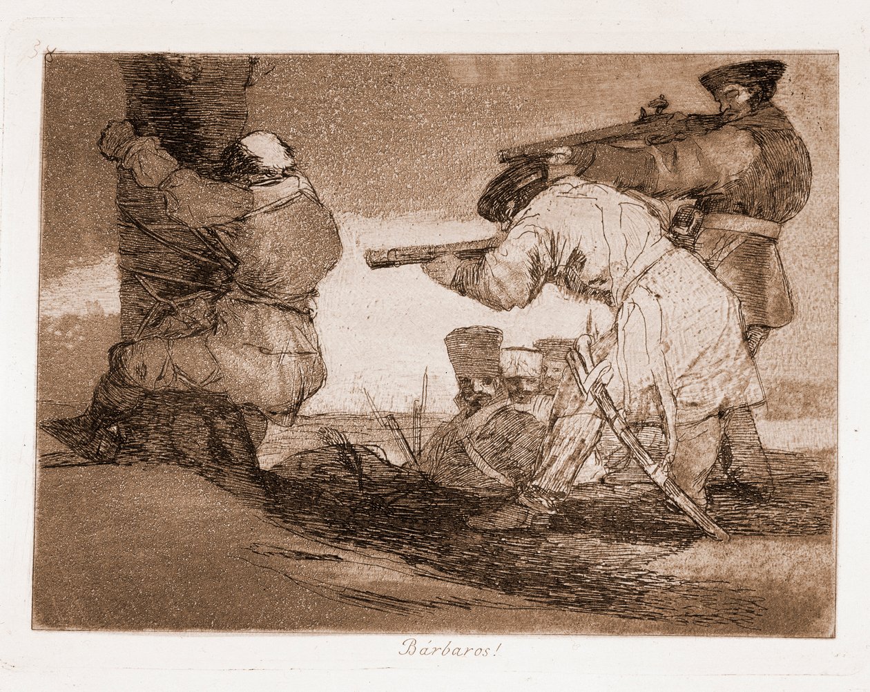Krigets katastrofer: Barbarians! (Gravering efter förberedande ritning av Francisco de Goya