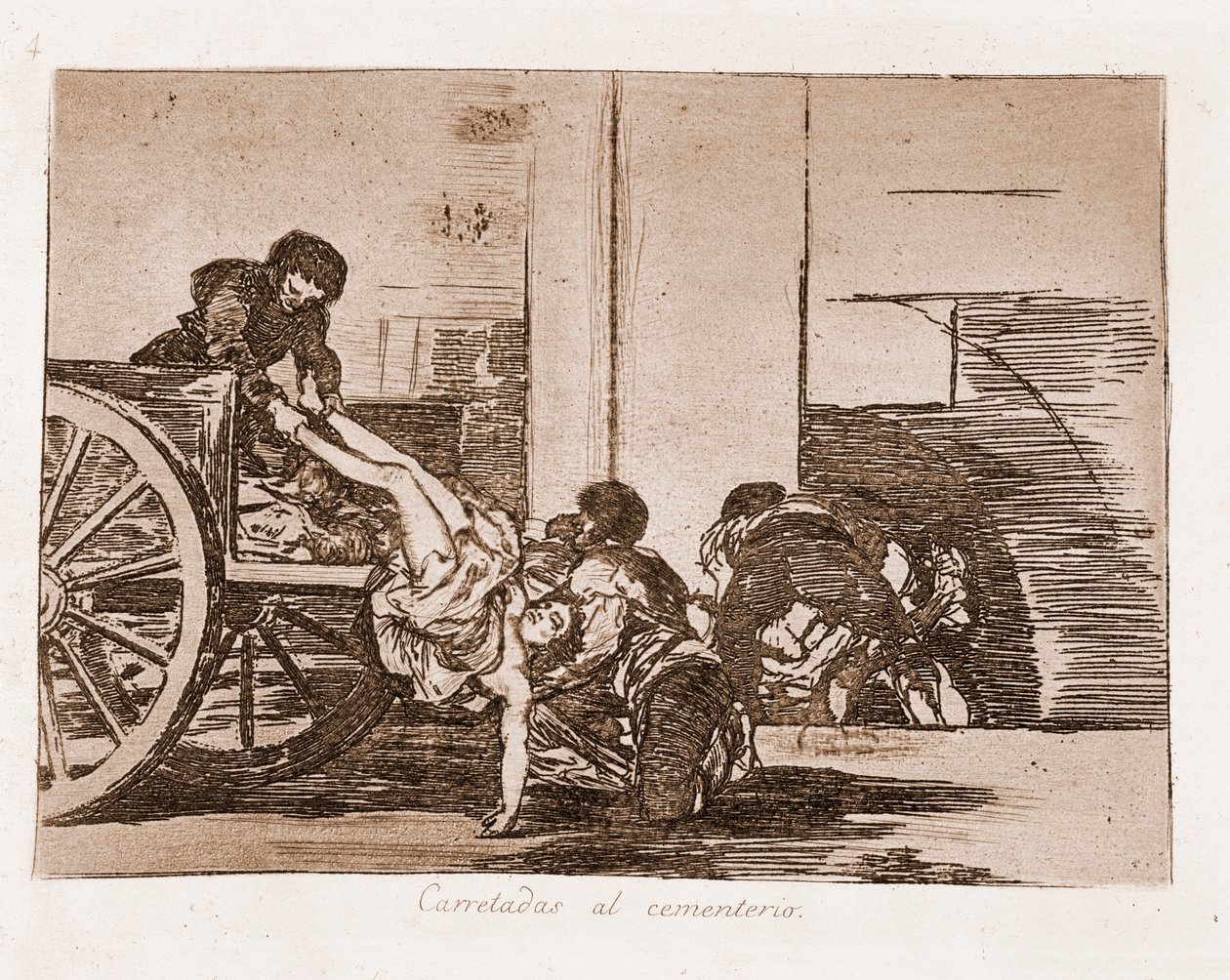 The Disasters of War: Billass till kyrkogården (etsning från förberedande ritning av Francisco de Goya