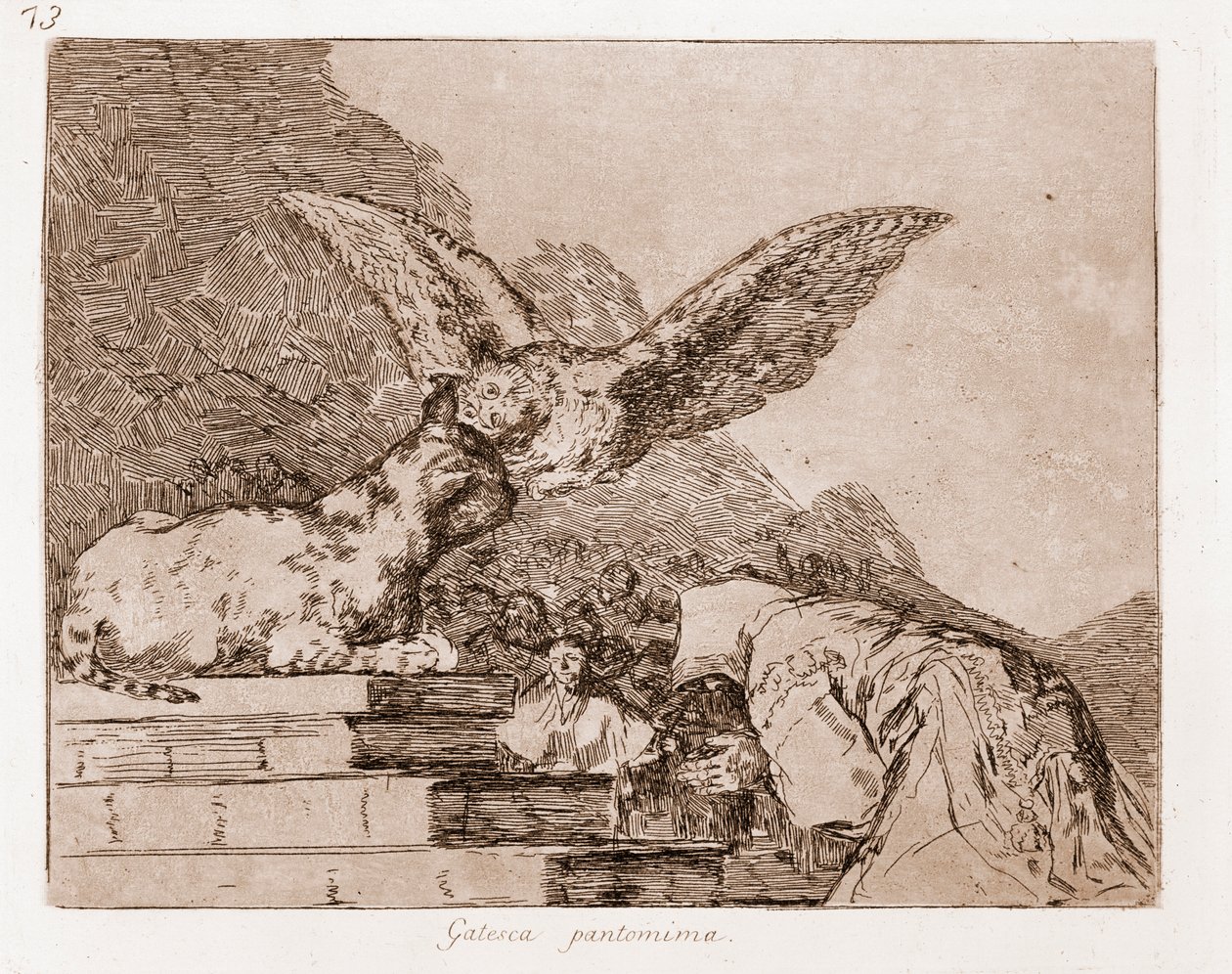 The Disasters of War: Cat Pantomime (etsning från förberedande ritning av Francisco de Goya