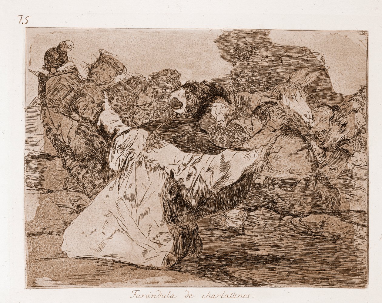 The Disasters of War: Farandole of charlatans (etsning från förberedande ritning av Francisco de Goya
