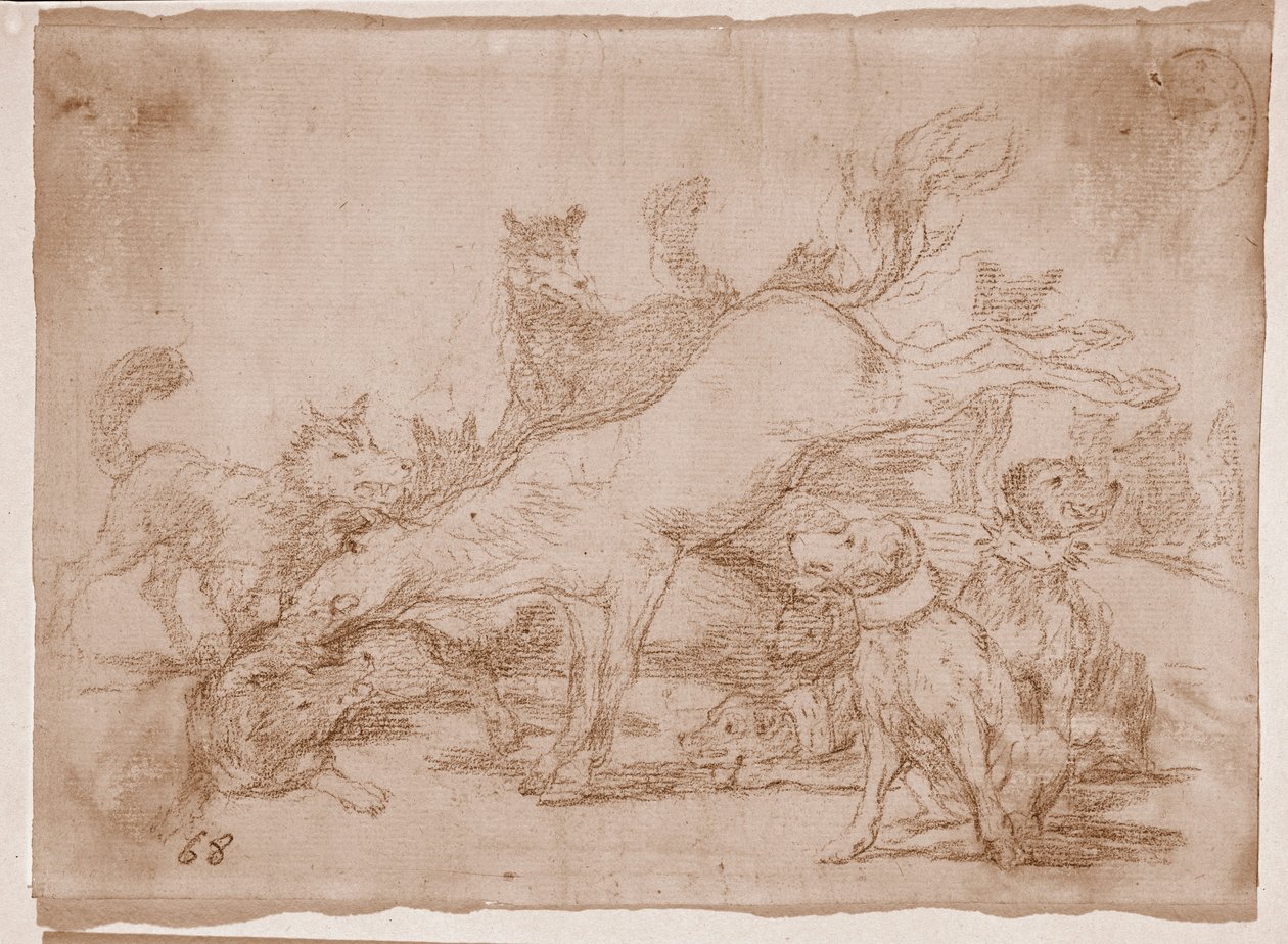 The Disasters of War: Han försvarar sig bra (förberedande ritning av Francisco de Goya
