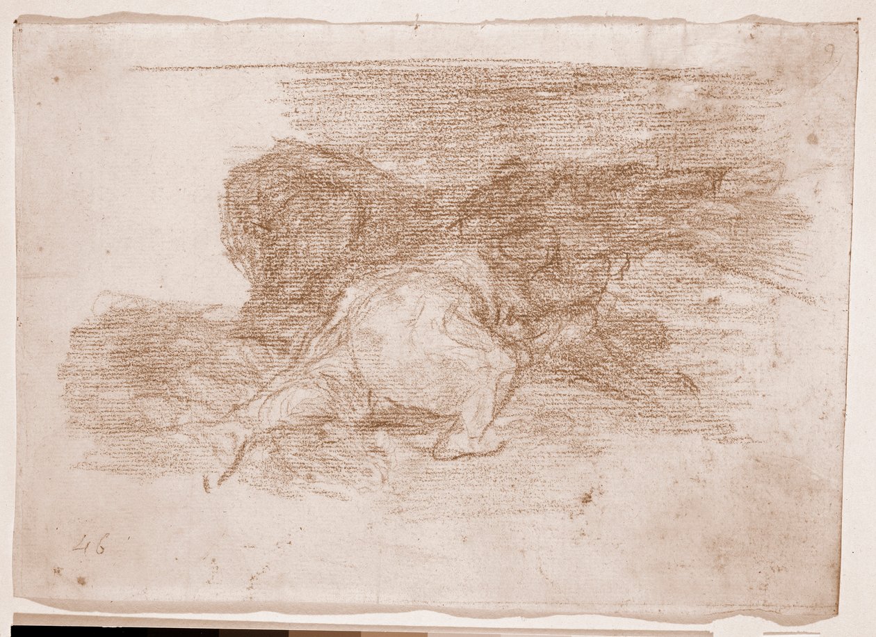 Krigets katastrofer: Han skördar några fördelar (förberedande ritning av Francisco de Goya
