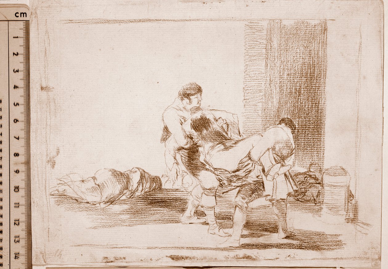 Krigets katastrofer: På kyrkogården (Förberedande ritning av Francisco de Goya